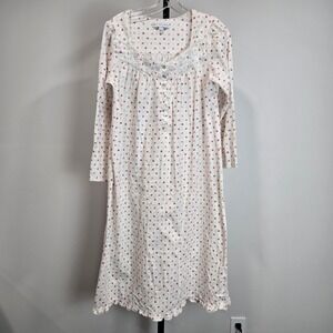 Eileen West Womens Cotton Floral Print Long Sleeve Nightgown Pajamas Med Cottage
